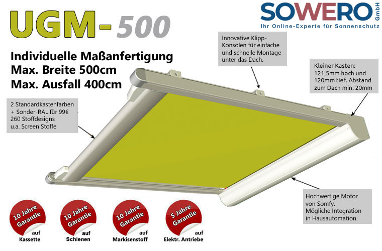 Sowero Unterglasmarkise UGM-500