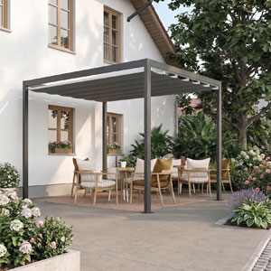 SAKI Pergola mit dunkler Gestellfarbe