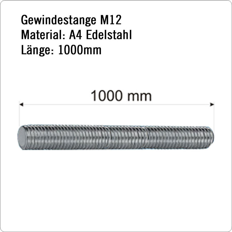 Ankerstange - Gewindestange M12x1000 A4 Edelstahl