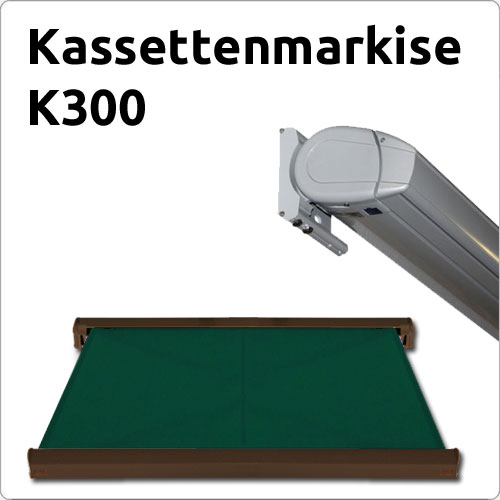 Kassettenmarkise K300 2 x 1,5 m braun | Stoff: grün Bild 1