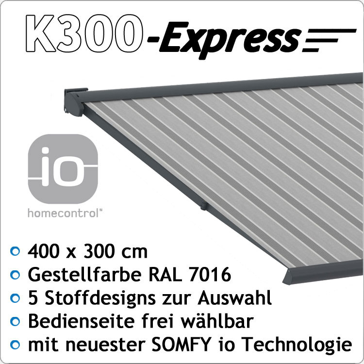 Kassettenmarkise K300-Express 4x3m anthrazit matt