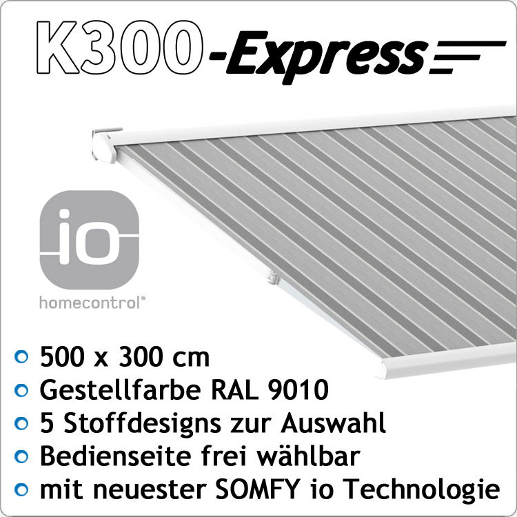 Kassettenmarkise K300-Express 5x3m weiß