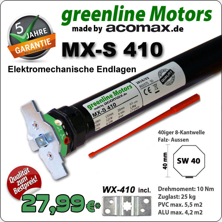 Rollladenmotor MX-S-410 greenline 10Nm - 230V / 50HZ