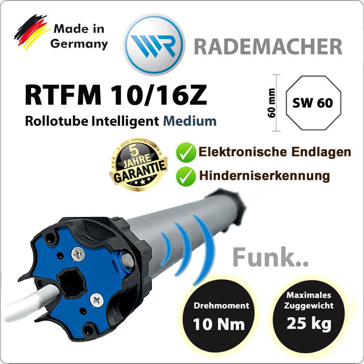 Rademacher RolloTube DuoFern Funk RTFM 10/16Z- 230V / 50HZ