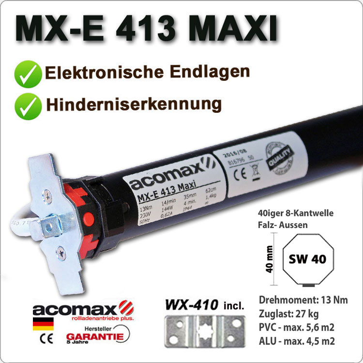 ACOMAX Rohrmotor MX-E-413 Maxi 13Nm - 230V / 50HZ Bild 1