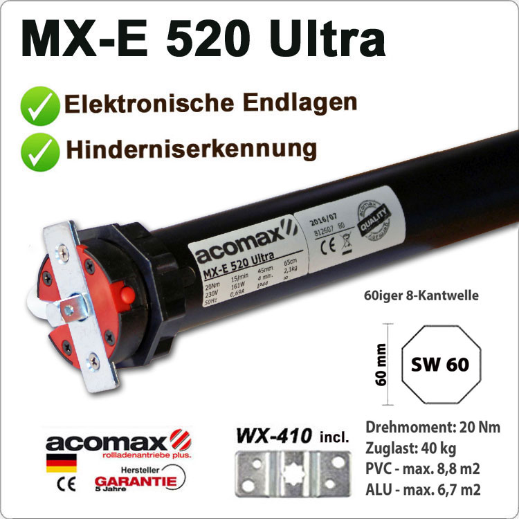 ACOMAX Rohrmotor MX-E 520 Ultra E 20Nm - 230V / 50HZ