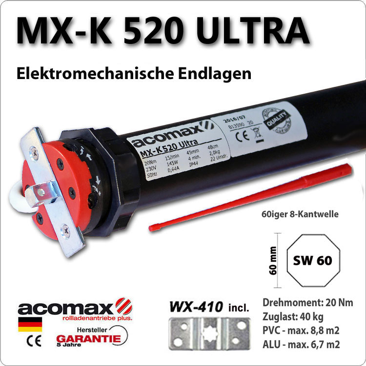 ACOMAX Rohrmotor MX-K 520 Ultra 20Nm - 230V / 50HZ
