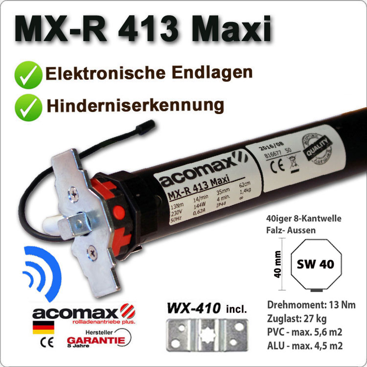 ACOMAX  Funk-Rohrmotor MX-R 413 MAXI 13 Nm 230V / 50HZ