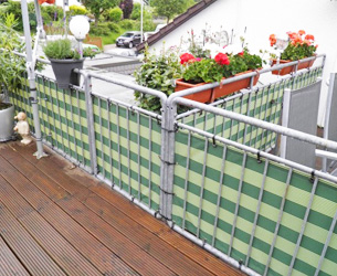 Balkon Sichtschutz Zaun Premium Balkonbespannung mit Ösen & Kabelbinder Grün 