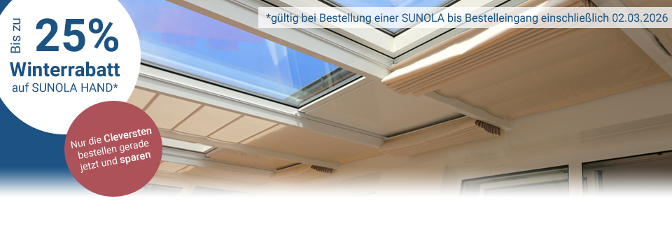SUNOLA Terrassendach- und Wintergartenbeschattung - WINTERAKTION BIS ZUM 02.03.2026